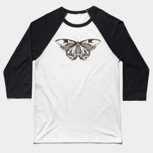 Butterfly, black and white on cream background. Baseball T-Shirt